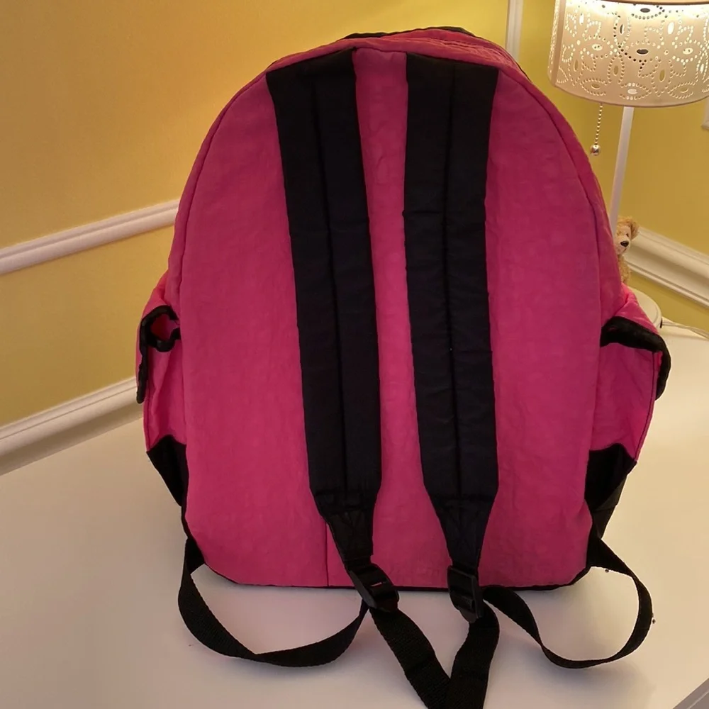 Pink Backpack w/ Black Accent Dual Zippers Holds All Washable Barbiecore Y2K